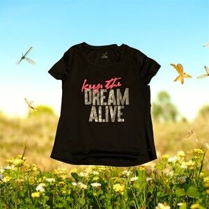 CCO Black Graphic Tee with Pink and Silver Accents keep the dream alive